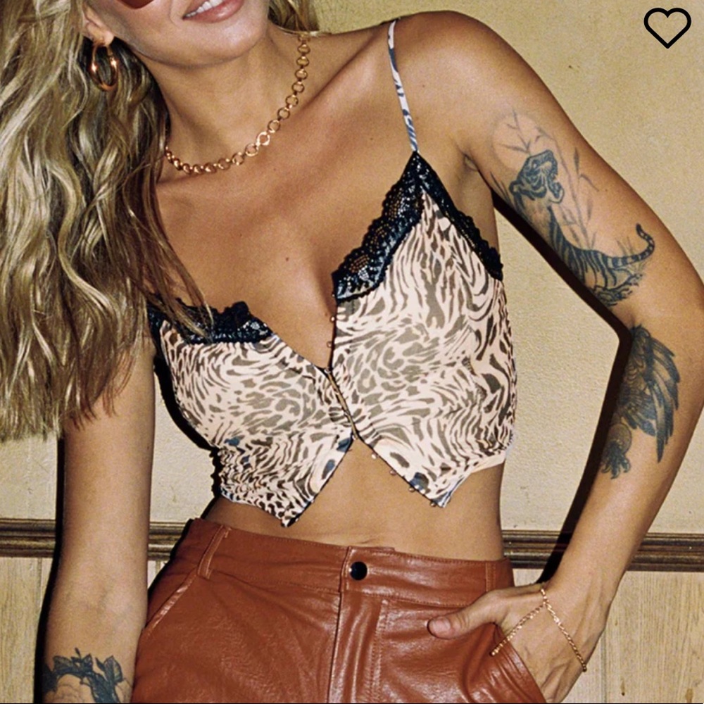 Princess Polly Cheetah Lace Top